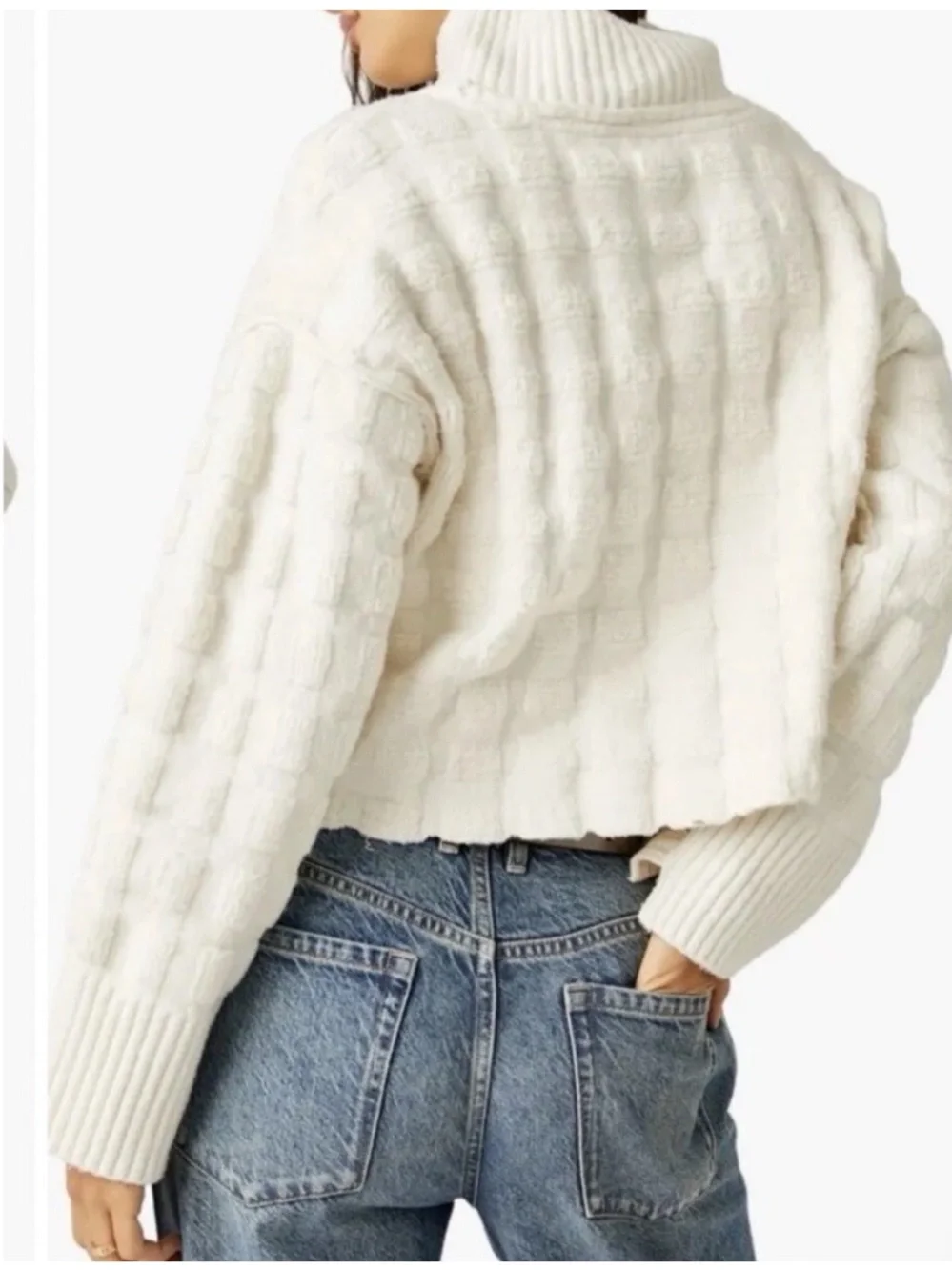 Free People NWT We The Free Care FP Soul Searcher Moc Sweater textured Ivory XS